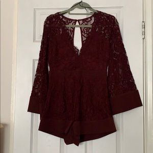 Maroon flirty romper